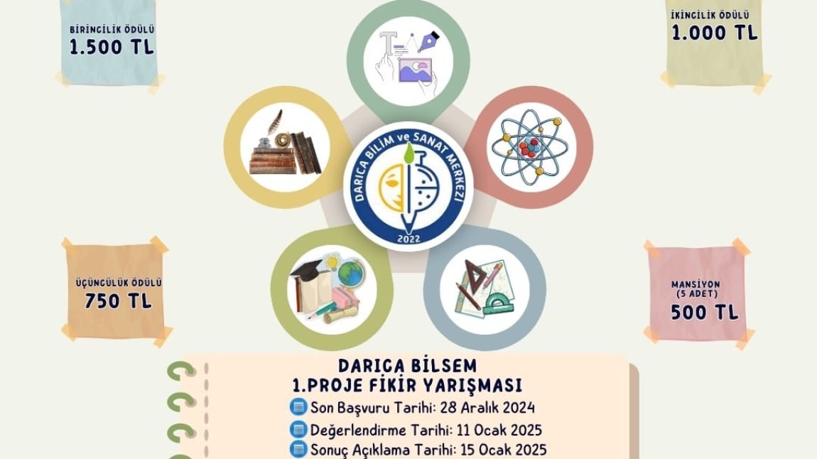 DARICA BİLİM VE SANAT MERKEZİ   1.PROJE FİKİR YARIŞMASI ŞARTNAMESİ  